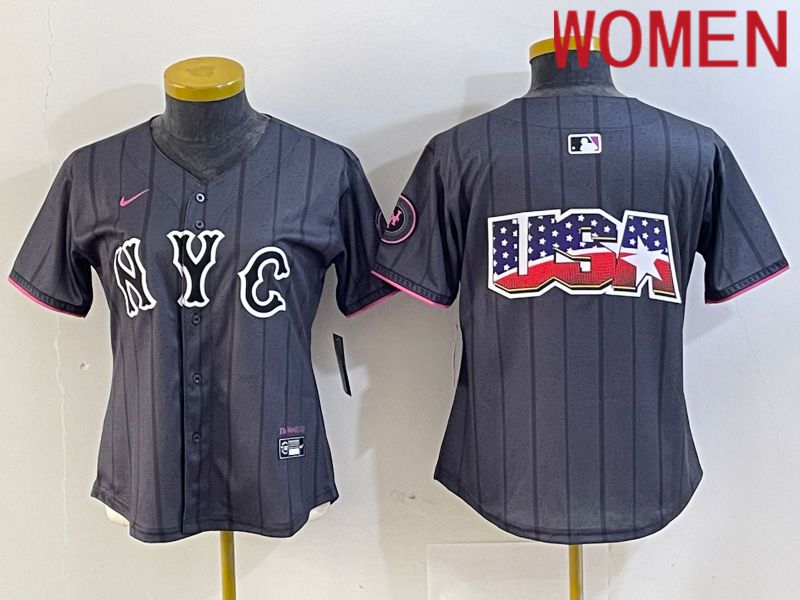 Women New York Mets Blank Black City Edition 2024 Nike MLB Jersey style 3->women mlb jersey->Women Jersey